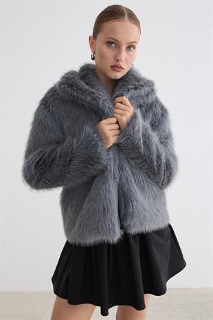 Kürklü Uzun Kollu Mont GRİ