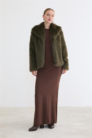 Kürklü Uzun Kollu Mont HAKİ