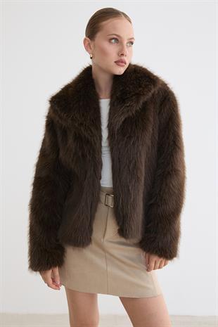 Kürklü Uzun Kollu Mont KAHVE