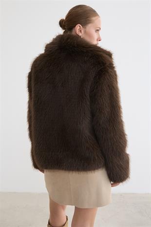 Kürklü Uzun Kollu Mont KAHVE