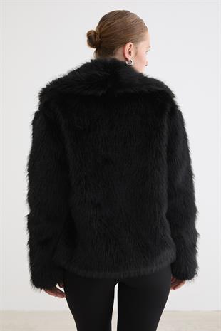 Kürklü Uzun Kollu Mont SİYAH
