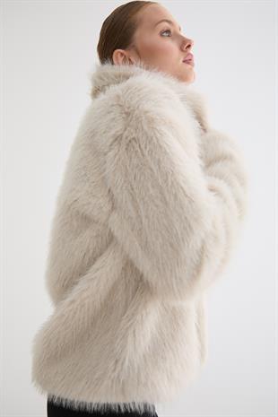 Kürklü Uzun Kollu Mont TAŞ