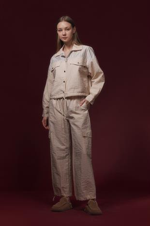 Etek Kordon Detaylı Garnili Ceket TAŞ