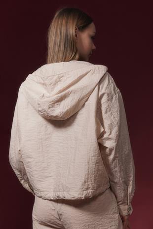 Paraşüt Fermuarlı Kadın Ceket TAŞ