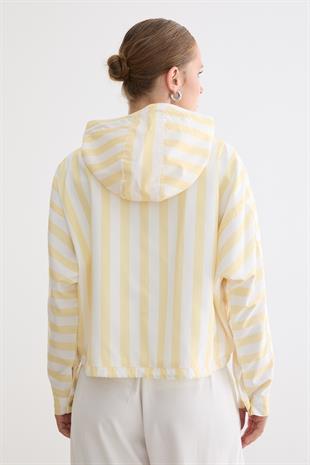 Marine Çizgili Kapüşonlu Ceket SARI ÇİZGİLİ