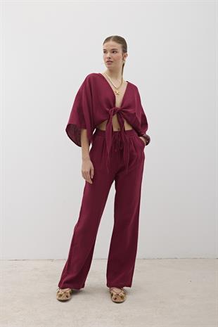 Müslin Salaş Kadın Pantolon BORDO