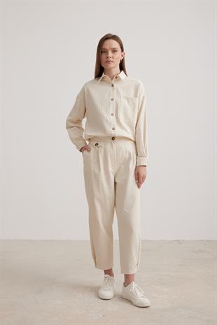 Natural Womens Wide Leg Pants STONE