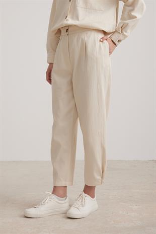 Natural Womens Wide Leg Pants STONE