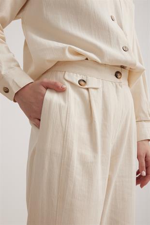 Natural Womens Wide Leg Pants STONE