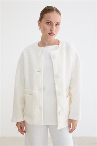 Ön Düğmeli Cep Detaylı Mont EKRU