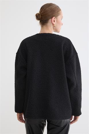 Ön Düğmeli Cep Detaylı Mont SİYAH