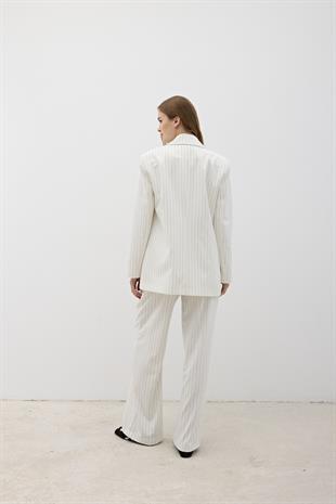 Önü Düğme Detaylı Fermuarlı Pantolon EKRU