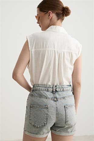 Oversize Kolsuz Gömlek EKRU