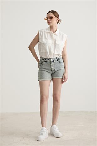 Oversize Kolsuz Gömlek EKRU