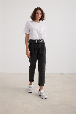Yüksek Bel Kadın Mom Jean BLACK