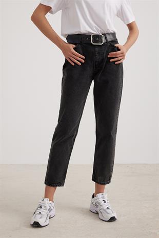 Yüksek Bel Kadın Mom Jean BLACK