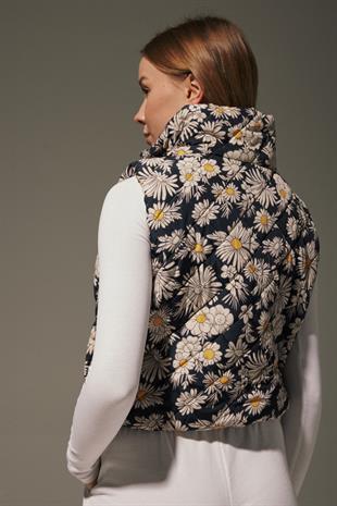 Daisy Patterned Womens Puffer Vest