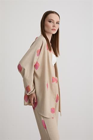 Şal Desenli Uzun Kollu Ceket TAŞ