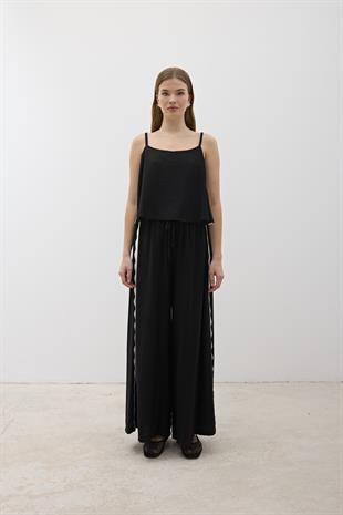 Su Taşı Detaylı Bluz SİYAH