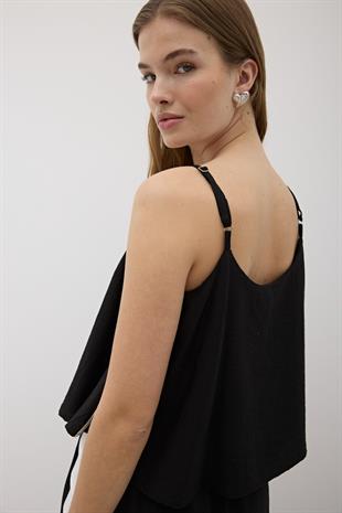 Su Taşı Detaylı Bluz SİYAH