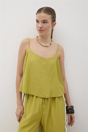 Su Taşı Detaylı Bluz YAĞ YEŞİLİ