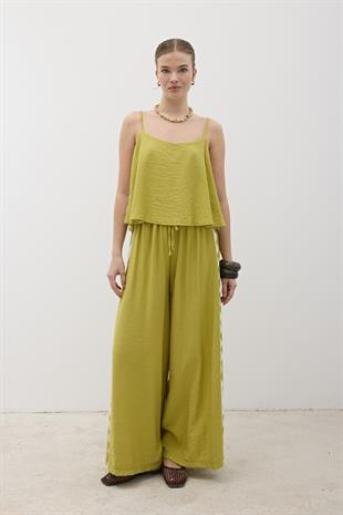 Su Taşı Detaylı Bluz YAĞ YEŞİLİ