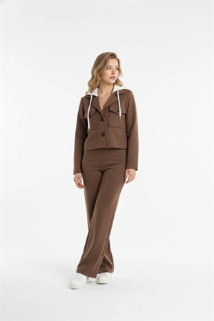 Tek Pileli Kumaş Pantolon KAHVE