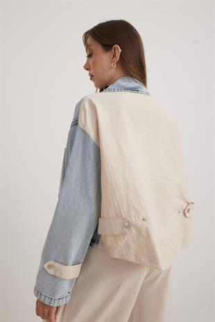 Torba Cep Detaylı Kadın Trençkot AÇIK KAR YIKAMA