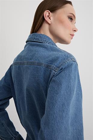 Uzun Kollu Kot Tulum TAŞ YIKAMA