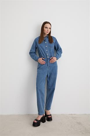 Uzun Kollu Kot Tulum TAŞ YIKAMA