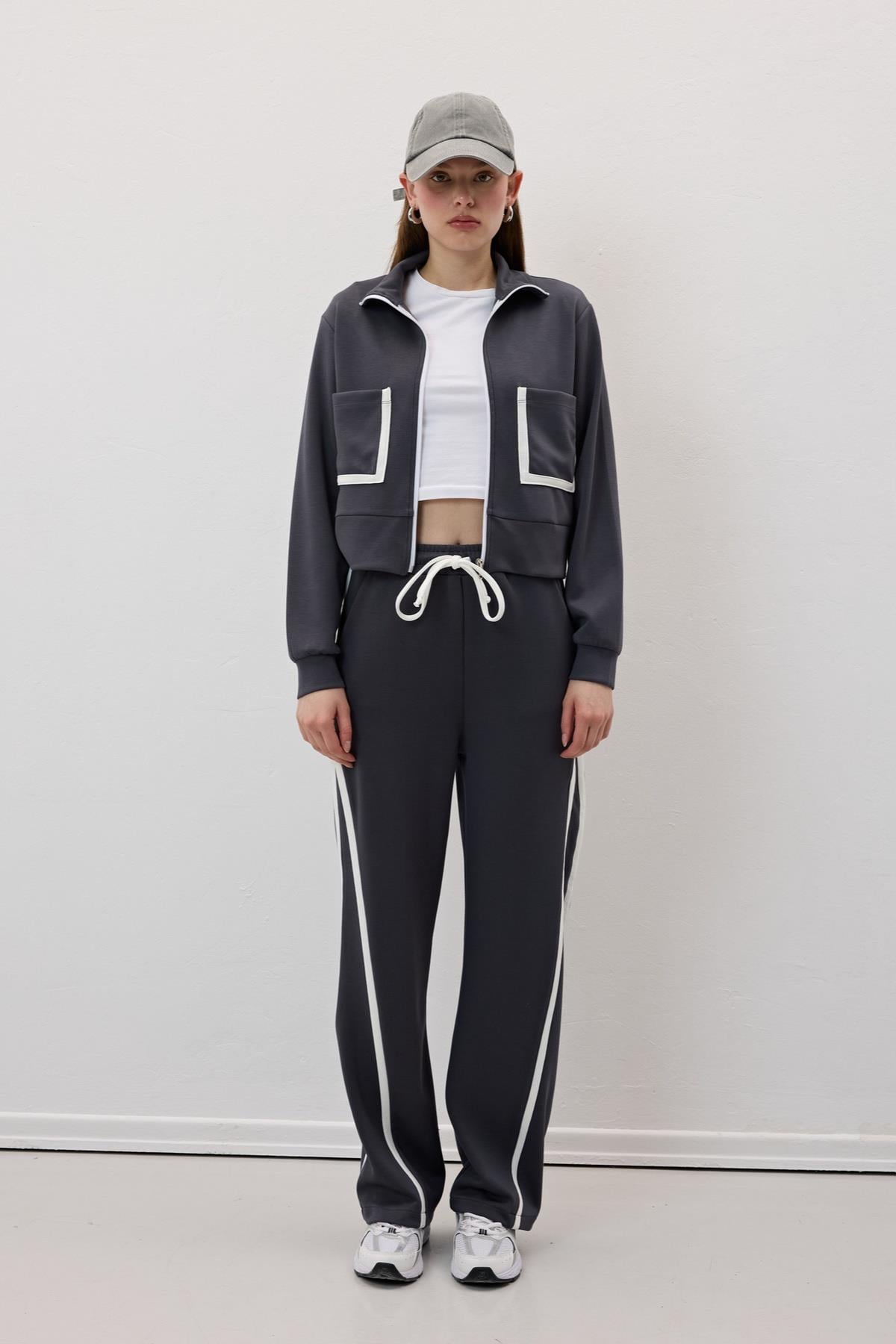 S28-2227-505MarkasızSWEATSHIRTCep Detaylı Önü Fermuarlı Sweatshirt ANTRASİT