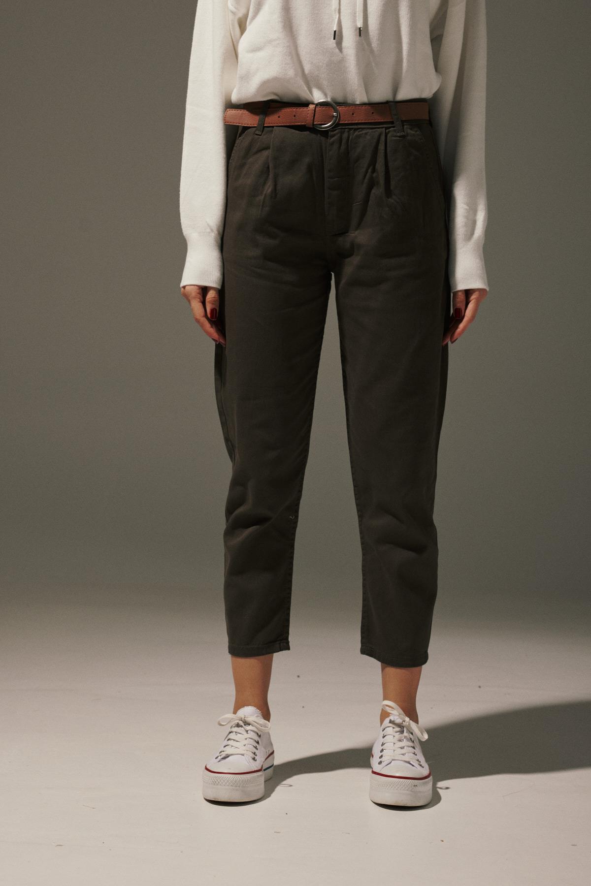 P27-3362-15MarkasızPANTALONGabardin Boru Paça Kadın Pantolon HAKİ
