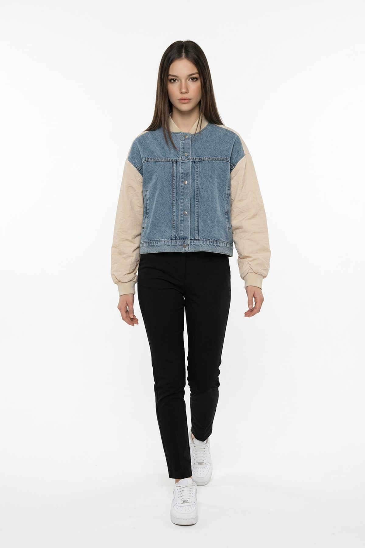 M28-5747-277LevureJACKETRibana Detaylı Garnili Kot Ceket KAR YIKAMA