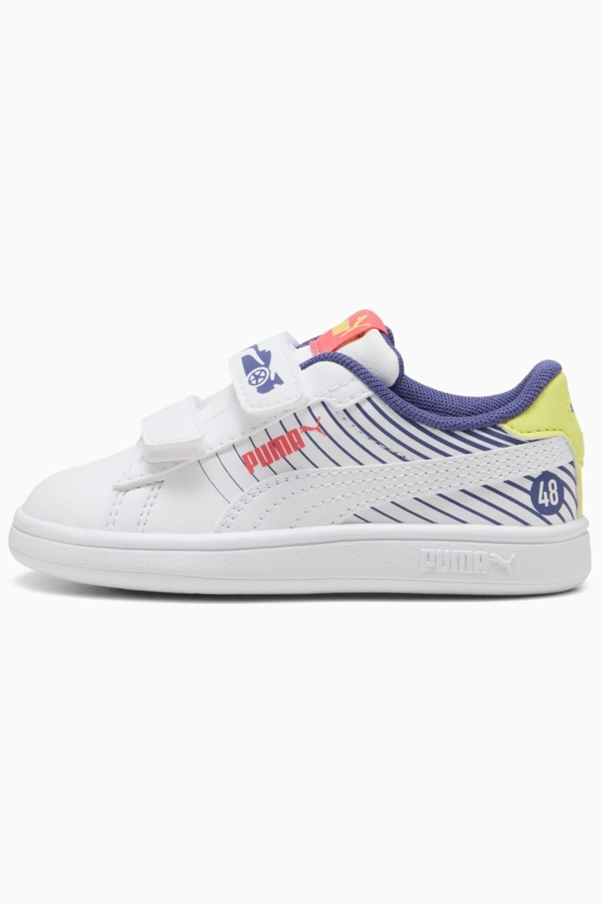 Puma Ayakkabı & Çanta Puma 400658 01 Smash 3.0 Poised 2Race Vlnf Beyaz-Mavi Çocuk Spor 