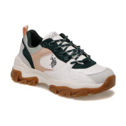 U.S. Polo Assn. Ayakkabı & Çanta U.S Polo Assn. 101172500 Tracky 2PR Beyaz-Yeşil Kadın Spor Ayakka