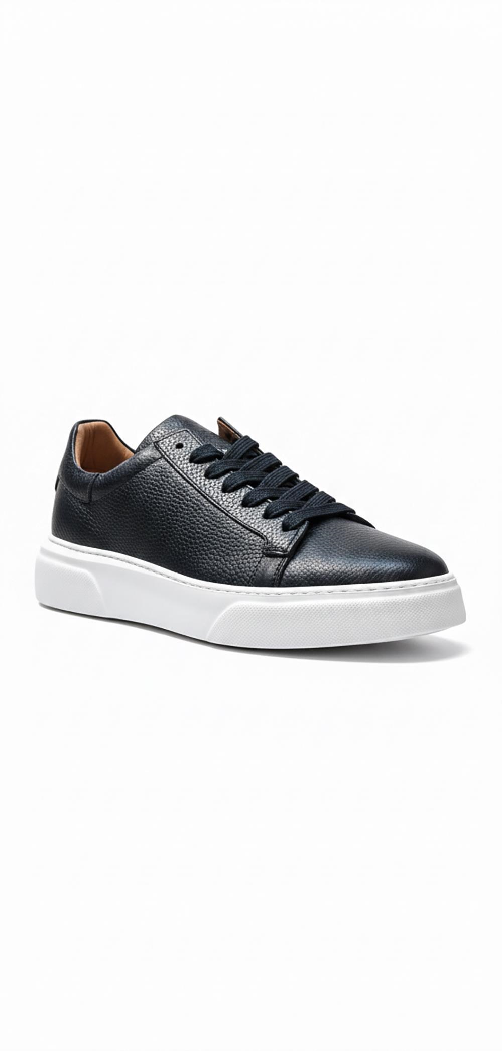 Ustalar Ayakkabı Ayakkabı & Çanta Lacivert-Beyaz Hakiki Deri Sneaker Ayakkabı 632.2501
