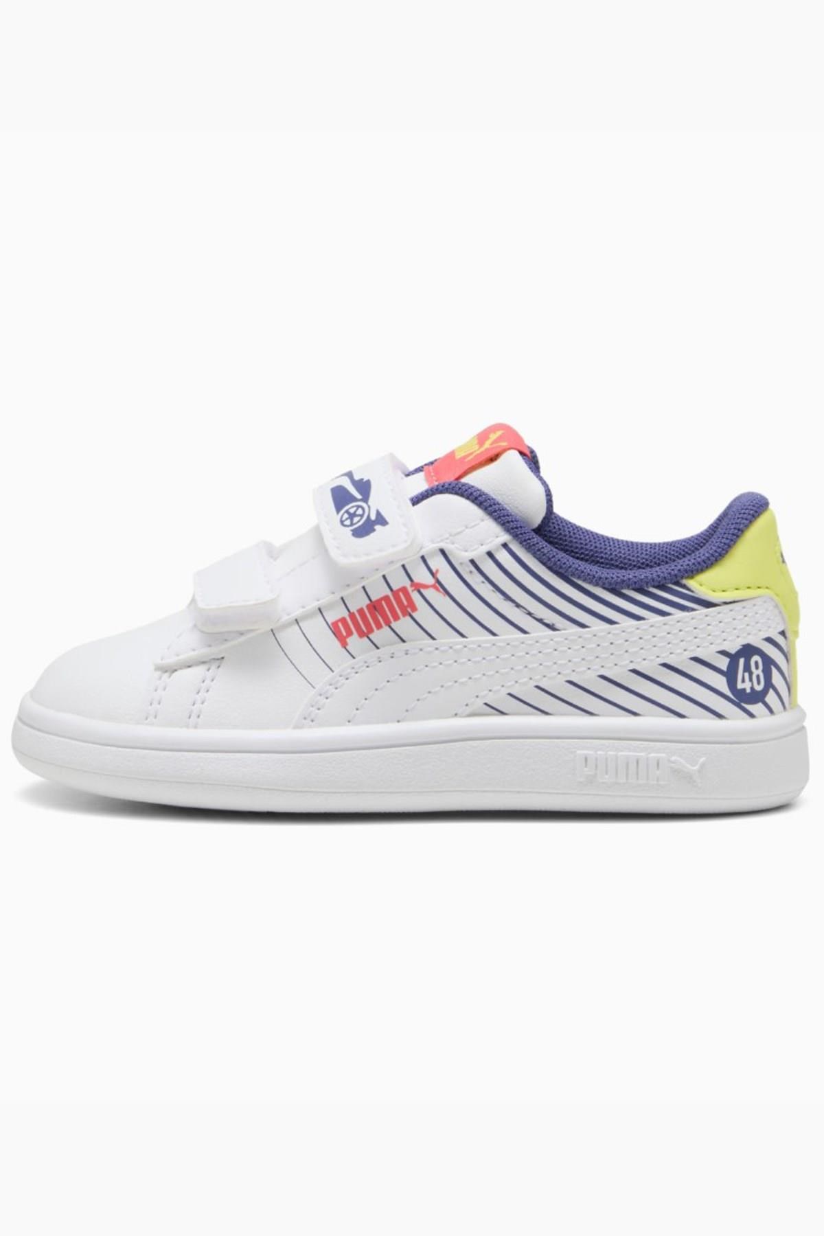 Puma Ayakkabı & Çanta Puma 400658 01 Smash 3.0 Poised 2Race Vlnf Beyaz-Mavi Çocuk Spor 