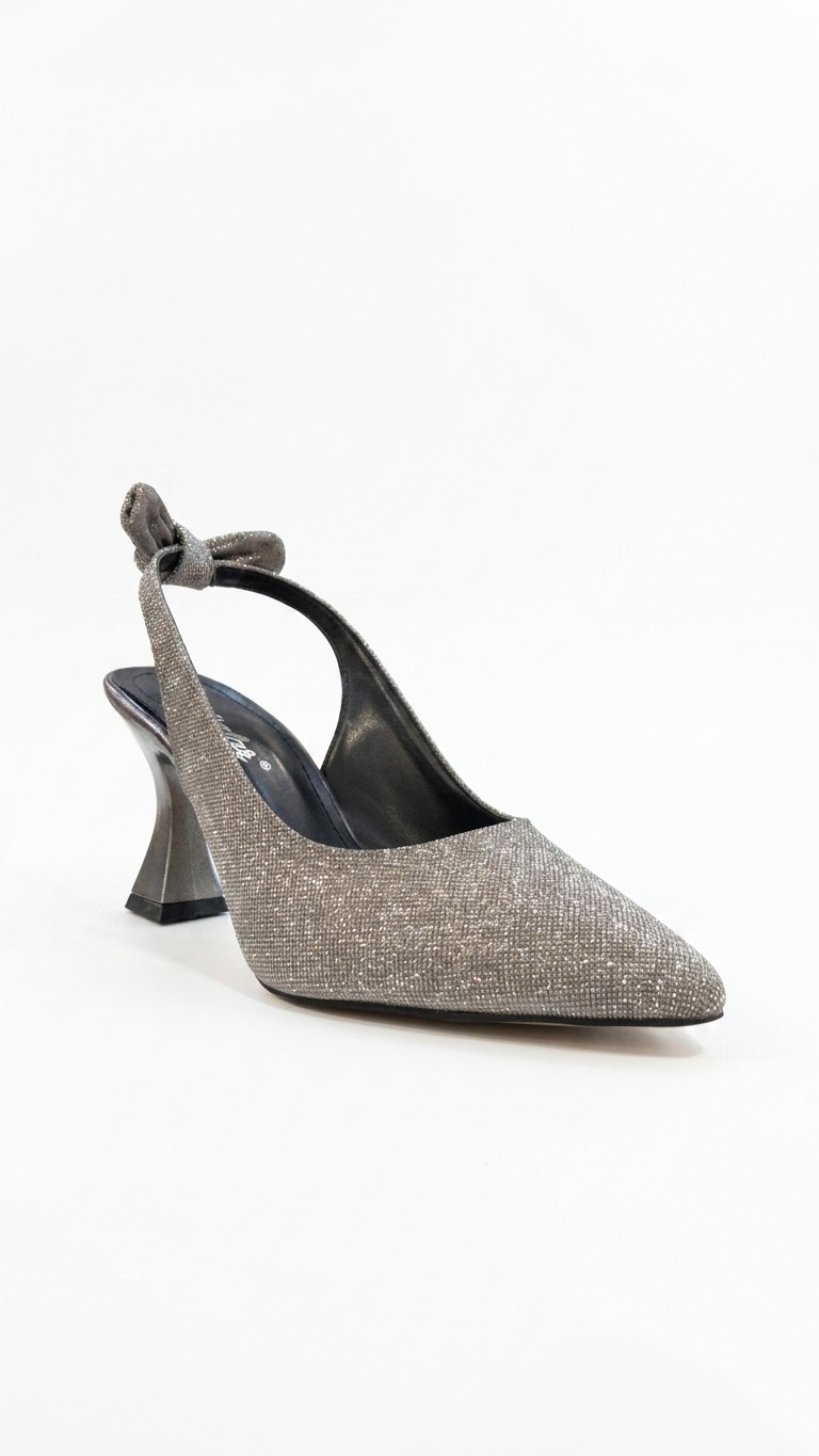 Ustalar Ayakkabı Ayakkabı & Çanta Platin Simli Kadın Topuklu Ayakkabı 036.9002