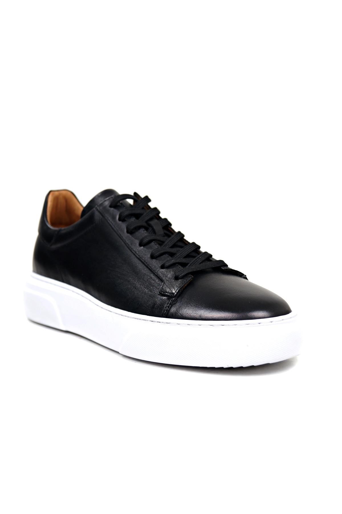 Ustalar Ayakkabı Ayakkabı & Çanta Siyah-Beyaz Hakiki Deri Sneaker Ayakkabı 632.2501