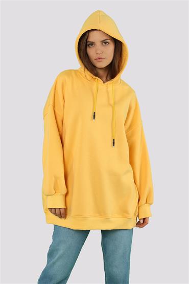 Kadın Basic Kordonlu Kapüşonlu Sweatshirt