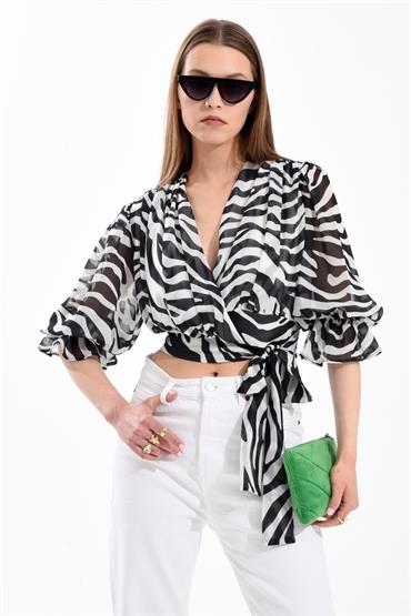 Kadın Zebra Desenli Bluz