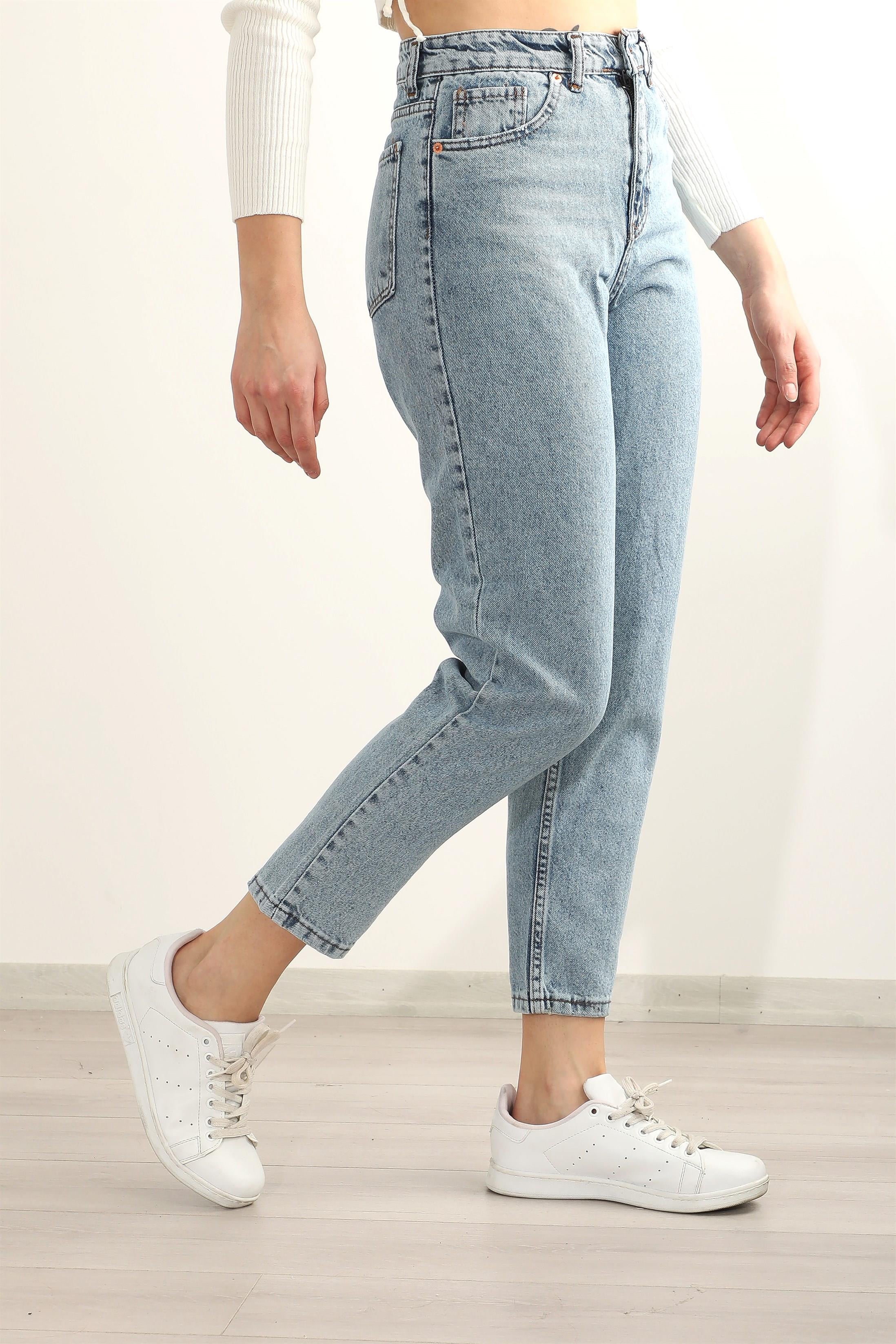 Kadın Boyfriend Kot Pantolon Yüksel Bel Denim Jean