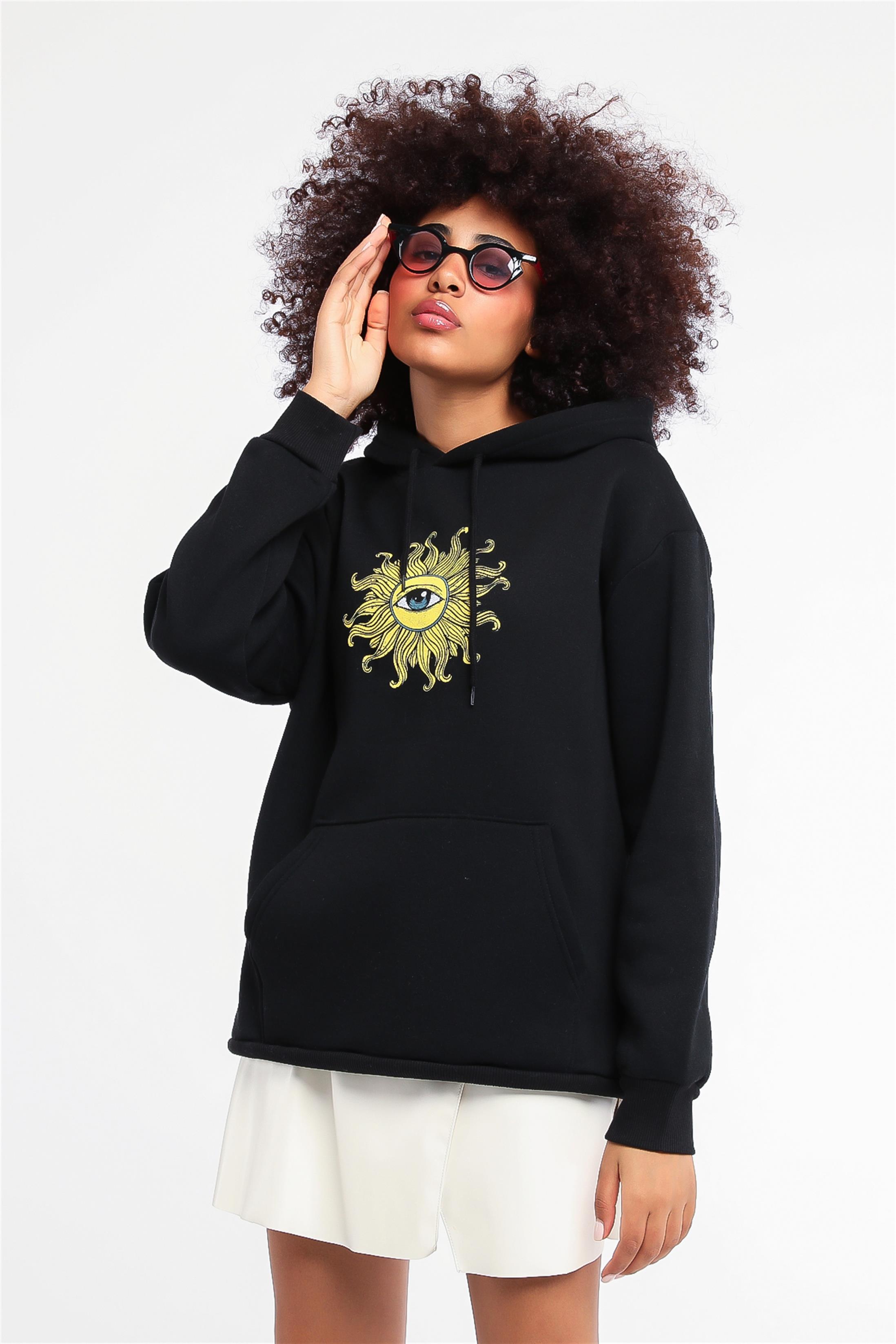 Kadın Arkası Chosen Baskılı Kapüşonlu Sweatshirt
