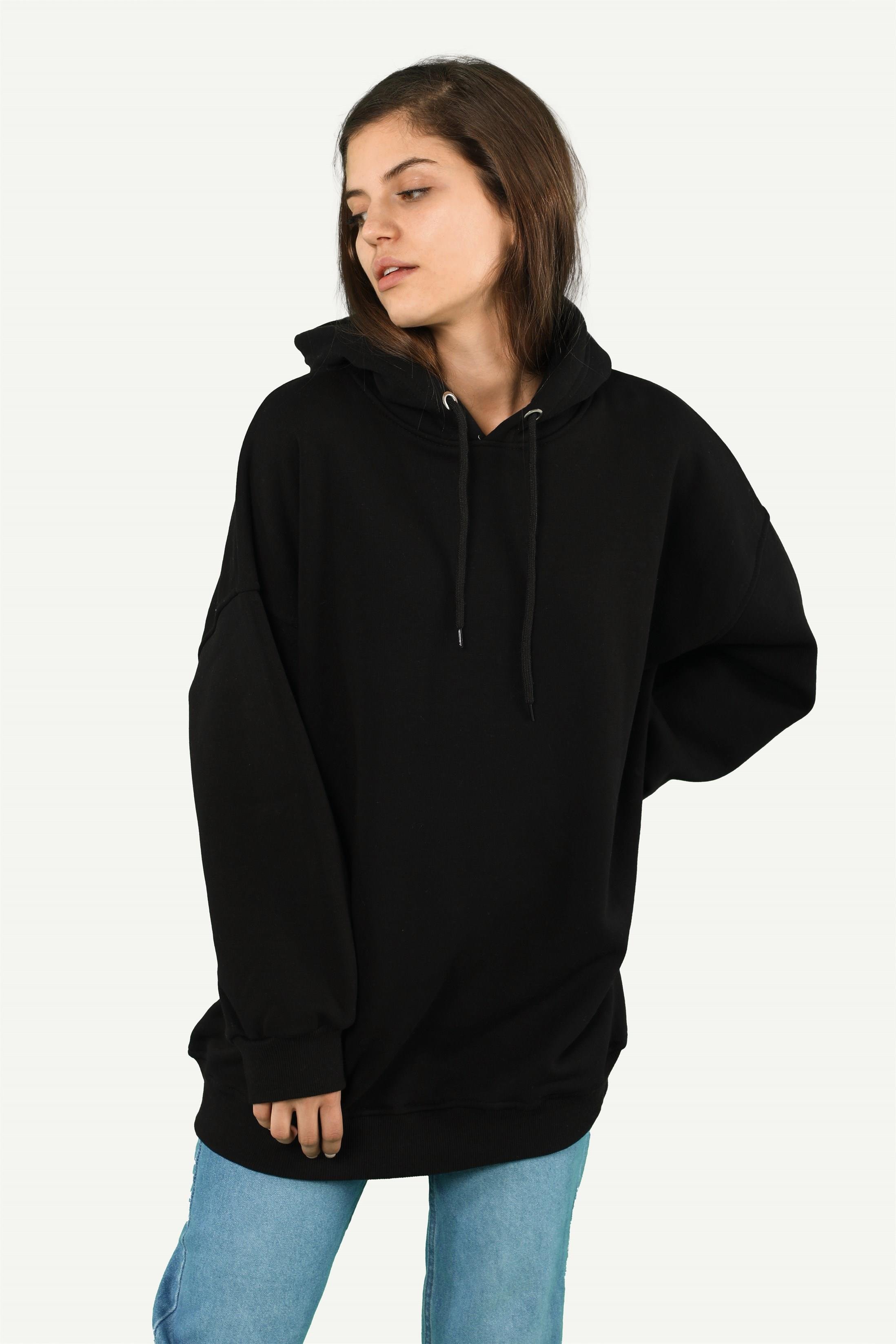 Kadın Basic Kordonlu Kapüşonlu Sweatshirt