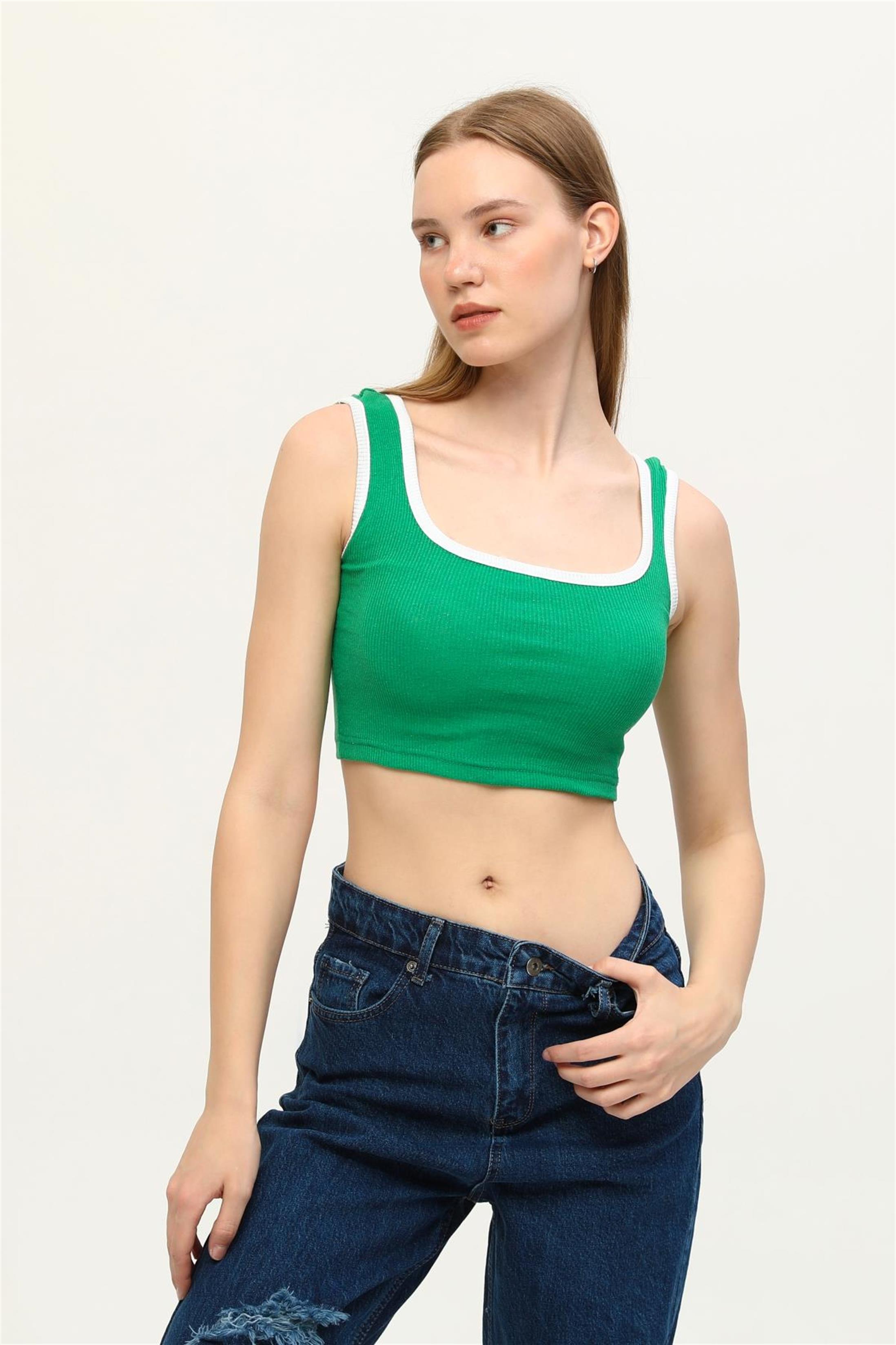 Kadın Kaşkorse Renkli Biyeli Crop Büstiyer
