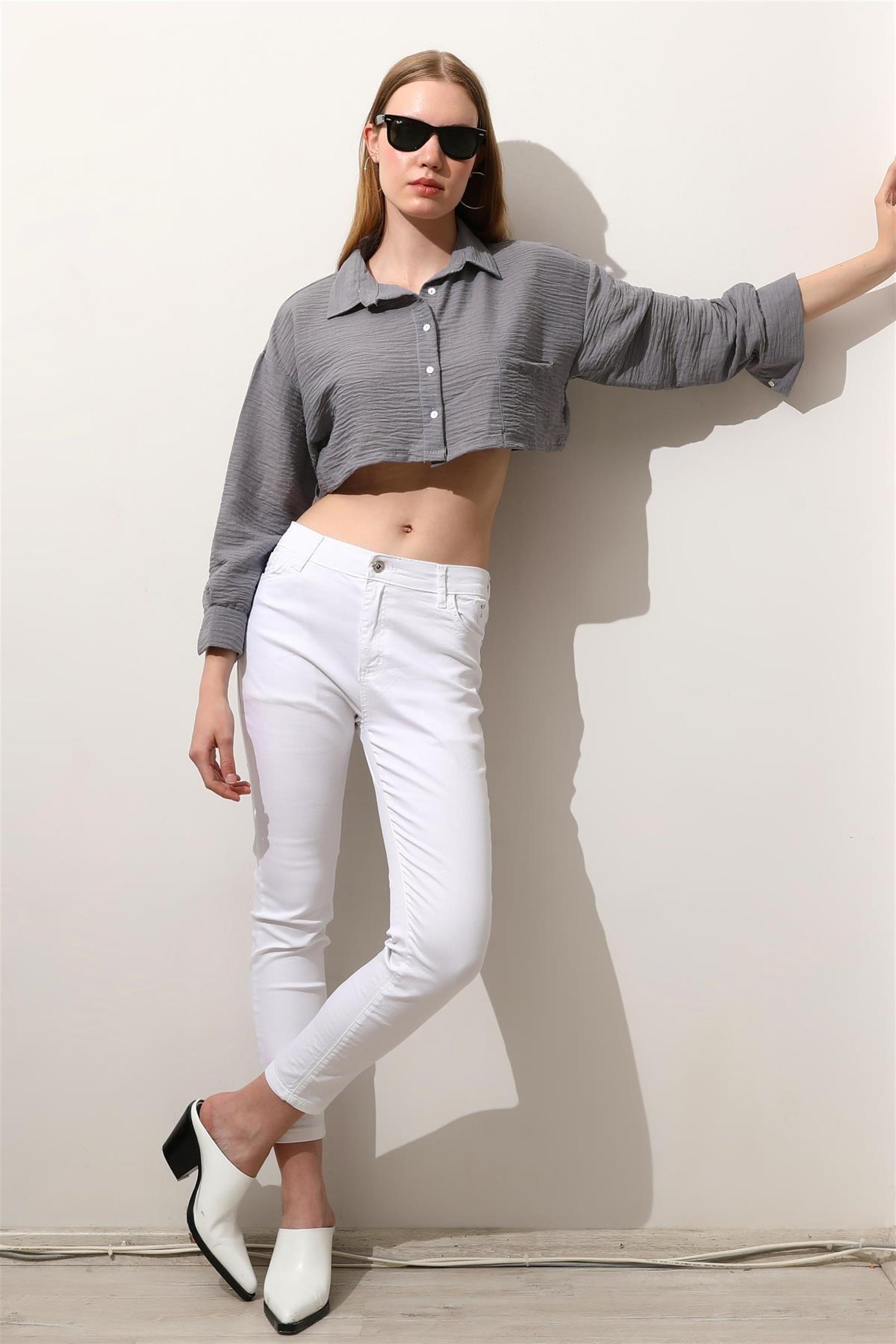 775 YUKSEK BEL DAR PACA KOT PANTOLON