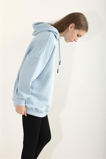 Kadın Basic Kordonlu Kapüşonlu Sweatshirt