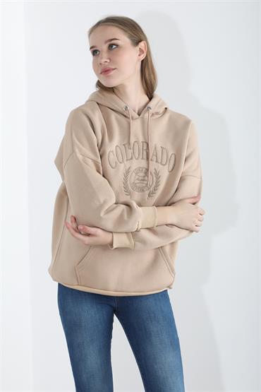 Kadın Colorado Nakışlı Kapüşonlu Oversize Sweatshirt