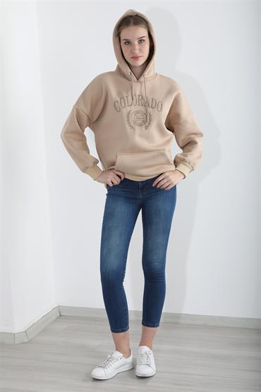 Kadın Colorado Nakışlı Kapüşonlu Oversize Sweatshirt