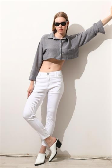 775 YUKSEK BEL DAR PACA KOT PANTOLON